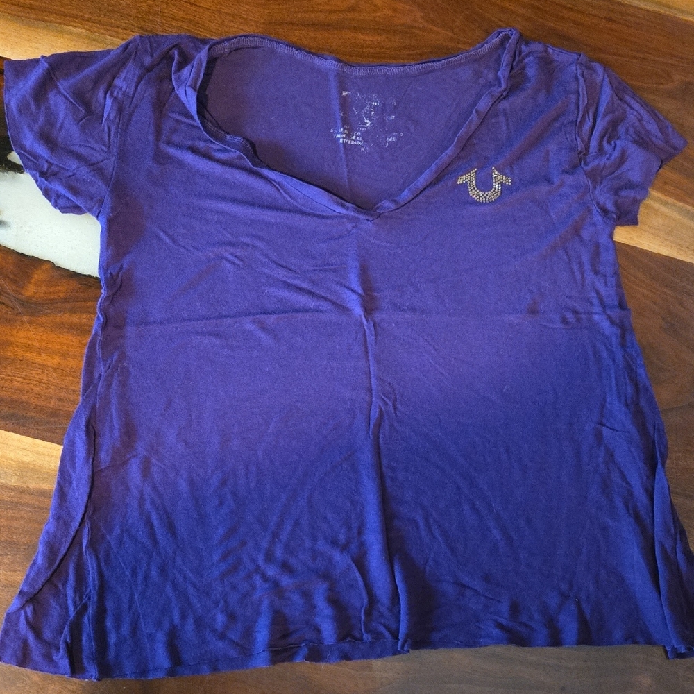 True Religion Women's Short Sleeve Purple Tee